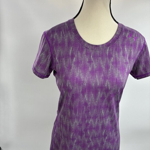 Under Armour Womens S Purple HeatGear Fitted Athletic Tee Training Top - Picture 2 of 6
